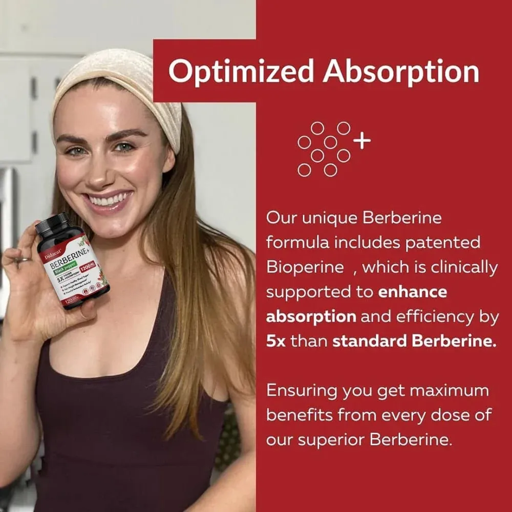 Berberine HCl Supplement - for Metabolism & Cholesterol Weight Management GI & Immunity Vegetarian Gluten-Free — image 2