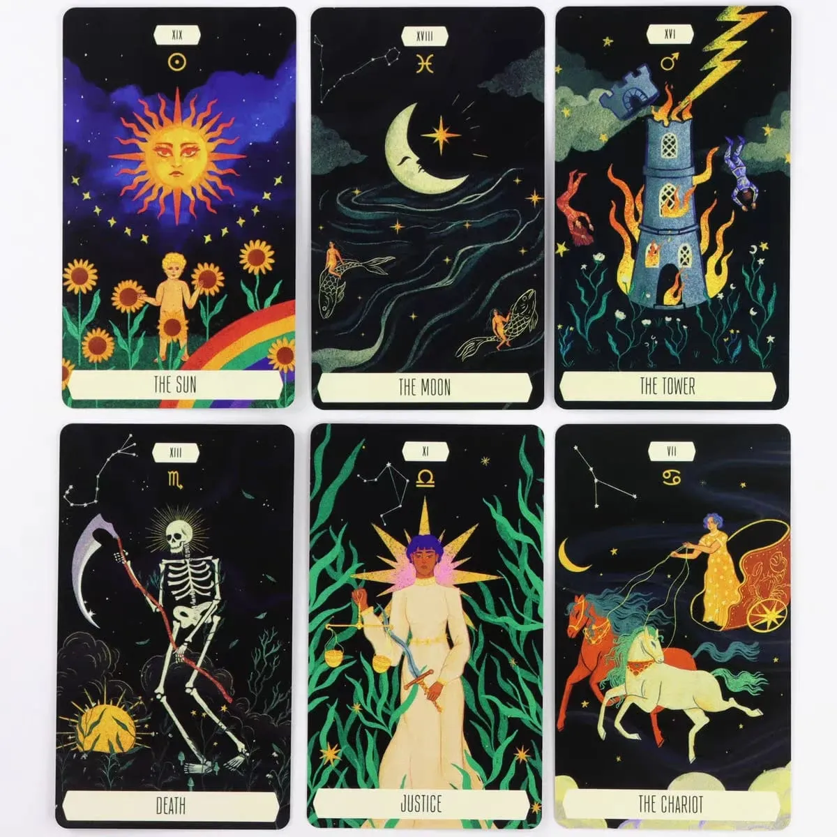 Zodiac Tarot Cards 78 PCS Astrology Constellation Star Sign Tarot Deck Divination Horoscope Star Fortune Telling Oracle Gift