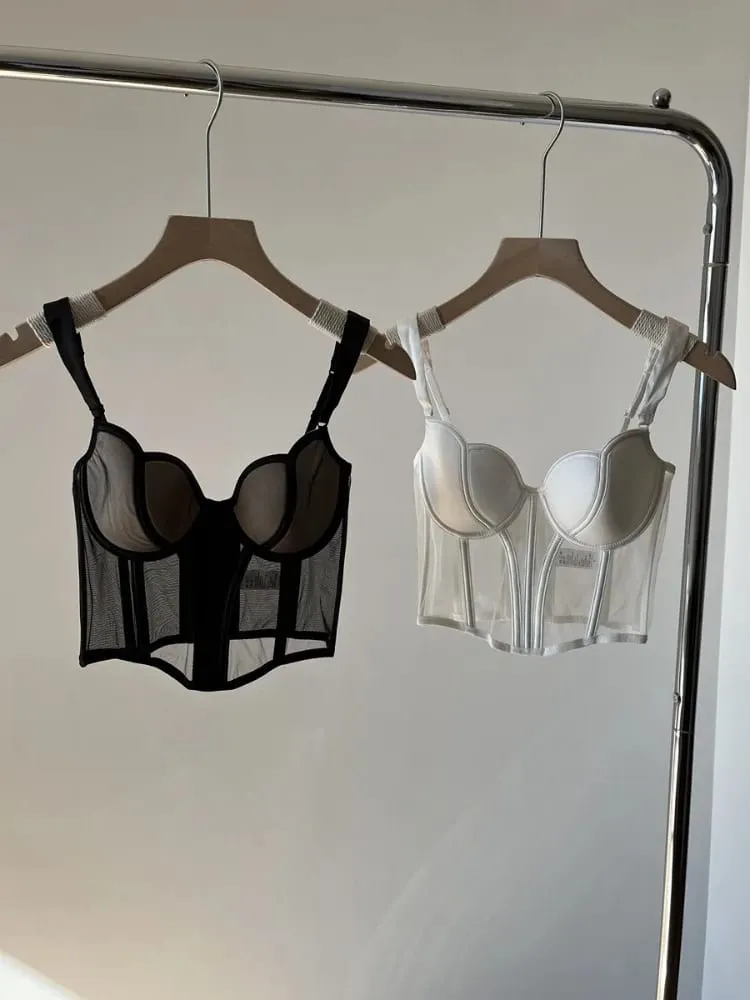 Francouzská dlouhá síťovina z rybí kosti Patchworková podprsenka pro štíhlé tvarování hrudníku sexy oblečení na spodní prádlo měkké pohodlné spodní prádlo oblek S-XL — image 3