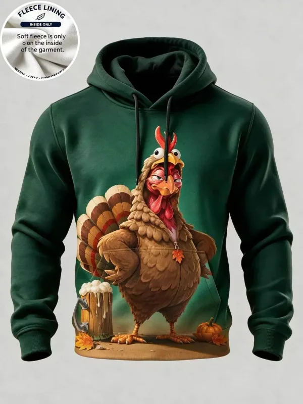 3D Print Christmas Fleece Hoodie Funny Santa Blowing Christmas Tree Pullover Long Sleeve Kangaroo Pocket Xmas Sweatshirt — image 7