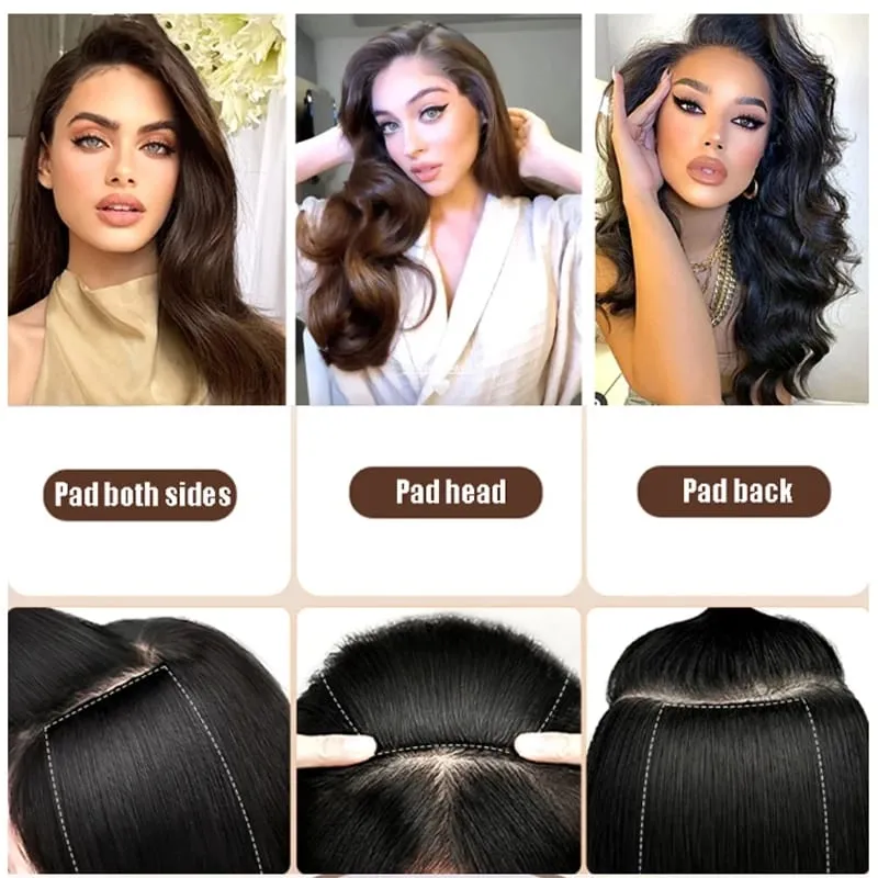 30cm Synthetic Short Straight Pad Invisible Hair Extension Lining of Hair Top Side Cover Hairpiece for Women — image 7