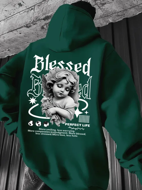 Men's Aesthetic Angel Hoodie Hip Hop Sports Streetwear Blessed Vintage Cherub Print Casual Loose Pullover Sweatshirt Tops — image 6