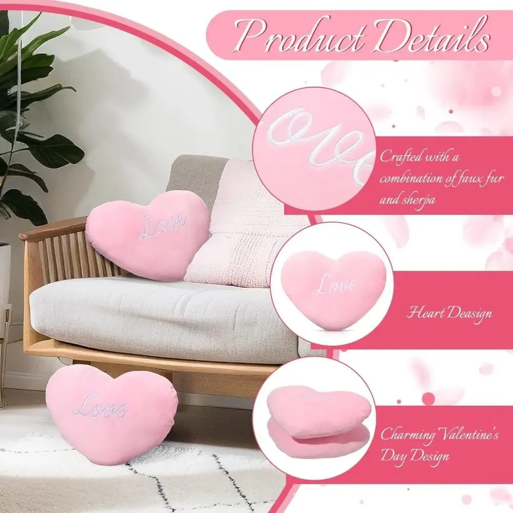 New Heart Shape Heart Plush Pillow Pink Color Valentines gift Soft Pillow Red Color Stuffed Pillow Home Decorative — image 3