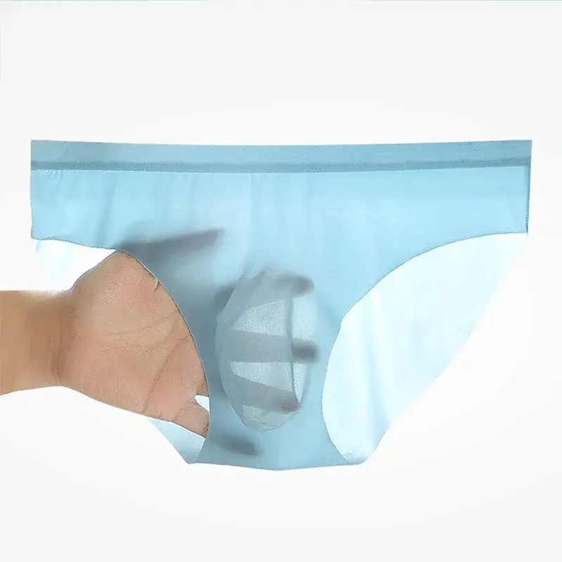 3D Men's Ice Silk Briefs Summer New Ultra-thin Transparent Seamless Sexy Quick-drying Trendy Breathable Underwear Panties — image 2