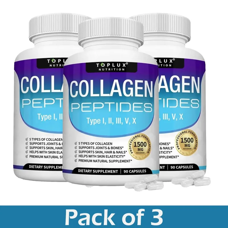 Multi Collagen Peptides Capsules 1800 mg - Hydrolyzovaný proteinový kolagenový komplex pilulky na podporu kloubů pokožky a vlasů pro muže, ženy — image 9