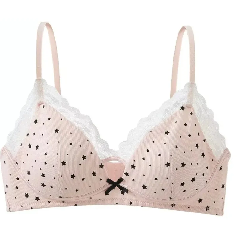 Women No Underwire Bra Set Soft Support Push‑Up For Small Bust Prevent Sagging & Side Spread Sweet Girly Style Lingerie 32‑38 — image 3