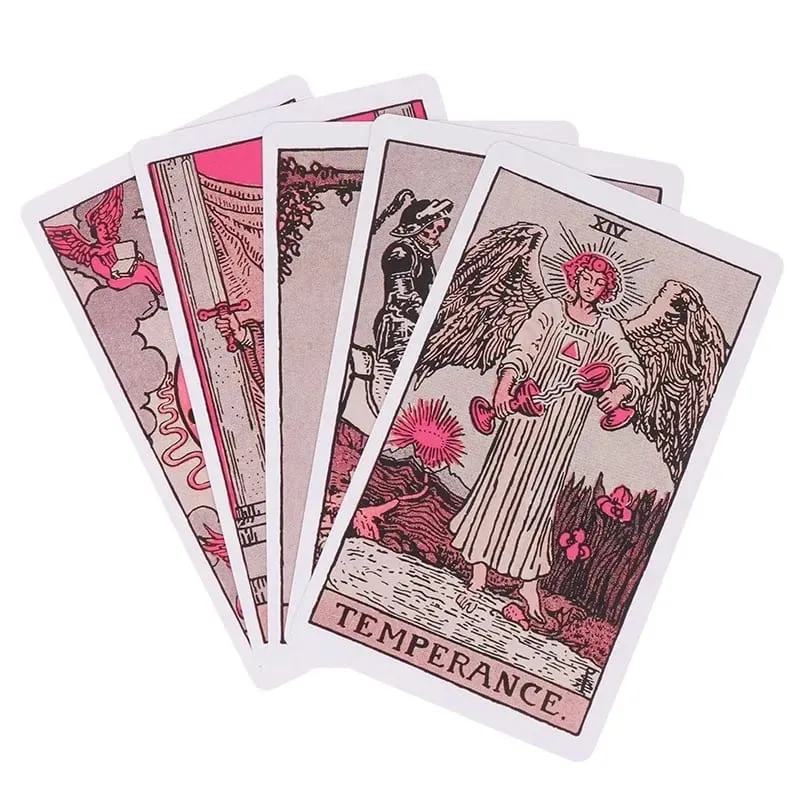 Pink Rider Waite Tarotkortlek för nybörjare Prophecy Divination Deck Familjefestbräde Ödeskort spåspel — image 5