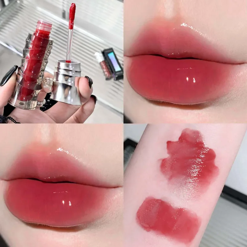 Crystal Punk Red-Brown Glossy Lip Stain Mirror Lip Glaze Sheer Nude Glitter Lip Tint Watery Shine Plumping Makeup Cosmetics — image 17