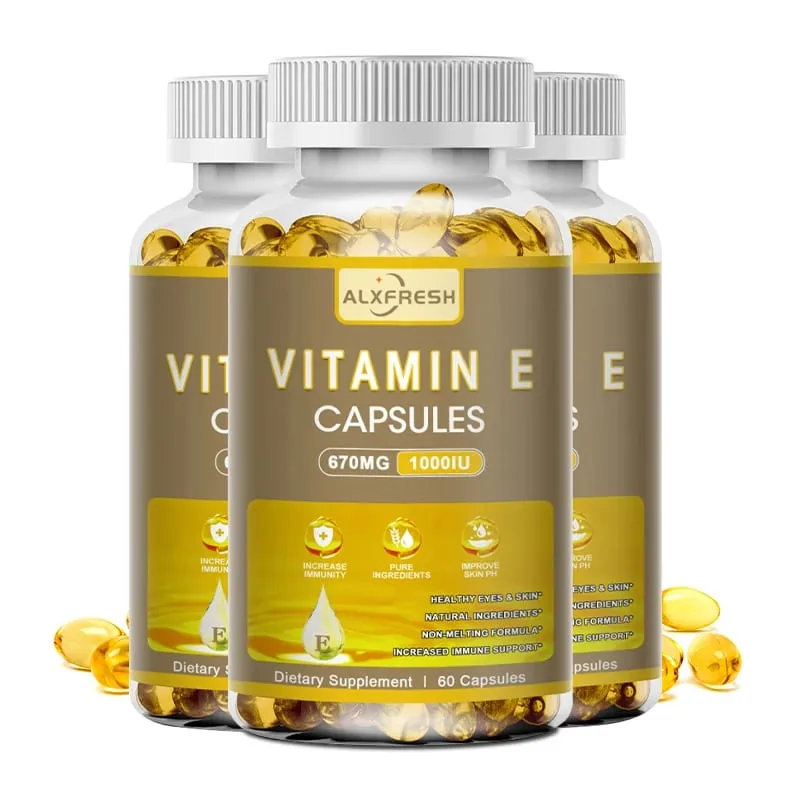 Alxfresh Vitamin E 670 mg (1000 IE) - Naturligt kosttillskott Antioxidant Hud Immunsystem Support Glutenfri Vegen