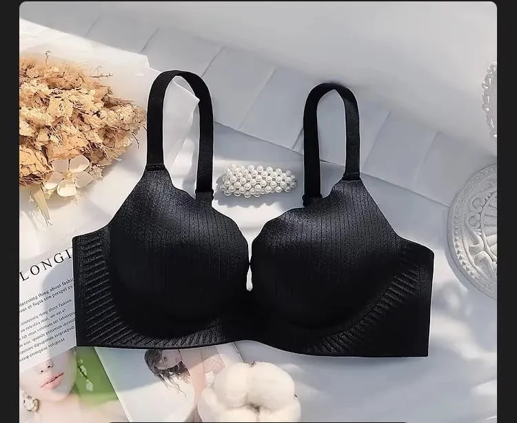 Conjunto de lencería cómodo y acolchado grueso para mujer, sin aros, sin costuras, Color sólido, soporte de realce diseñado para busto más pequeño — image 7