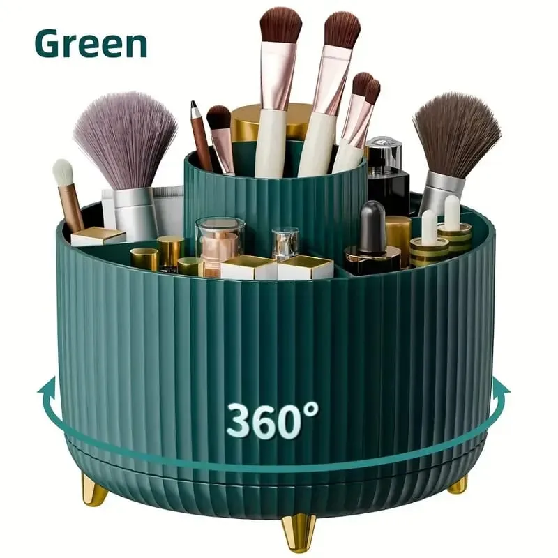 Suporte giratório 360 ° para pincéis de maquiagem, 5 espaços, organizador, mesa multifuncional, armazenamento de cosméticos para banheiro de mesa