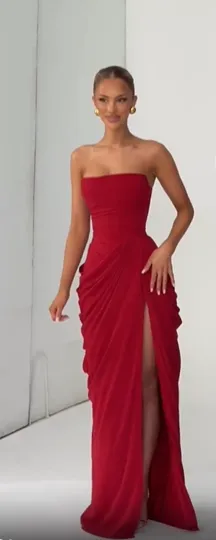 Dámské sexy jednobarevné plisované šaty dámské elegantní bez ramínek, bez ramínek, s vysokým pasem, rozděleným šatem 2026 letní večerní společenské šaty — image 13