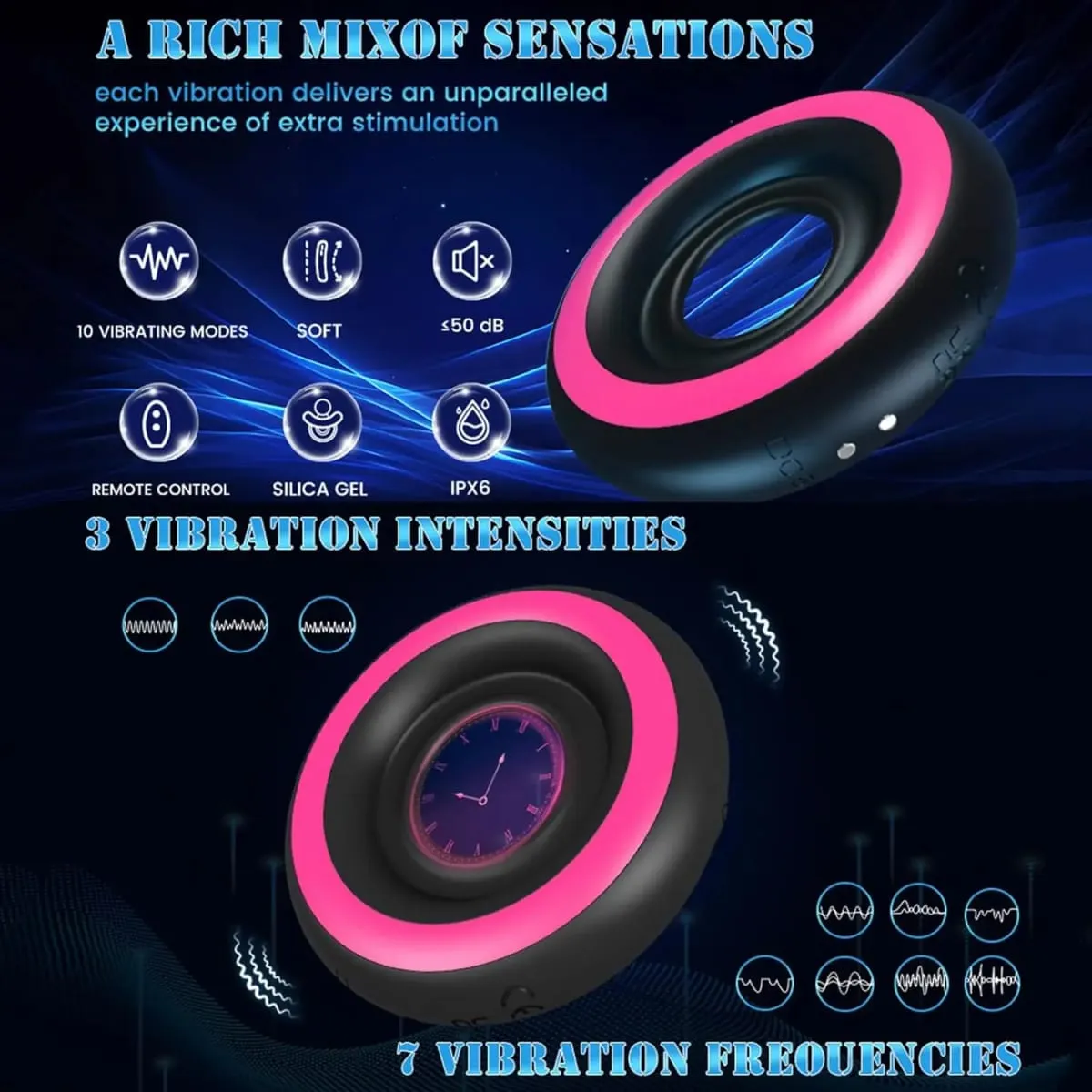Penis Ring Cock Ring Erection Enhancing Vibrating Penis Ring Chastity Cage Stimulator Naantala ang Ejaculation Pang-adultong Sex Toys para sa Mga Lalaki — image 2