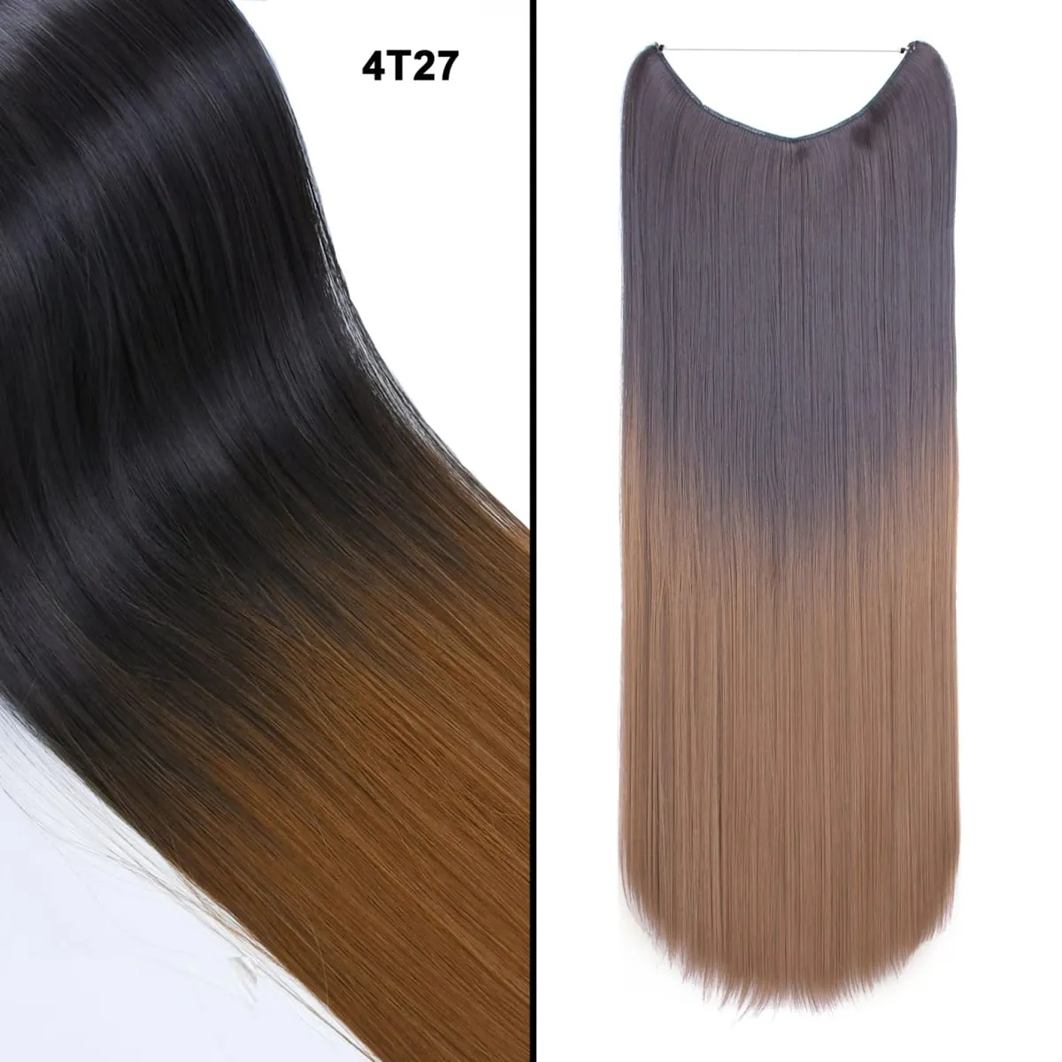 Jeedou Wavy Hair Extension Elasticity Invisible Wire Fish Line One Piece No Clips Synthetic Hairpieces Ombre Color For Ladies — image 15