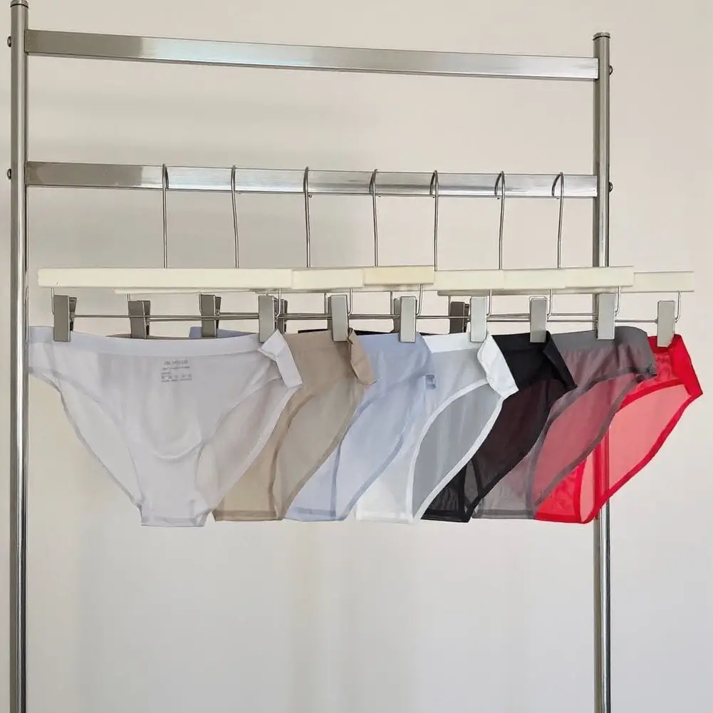 1 Pc Mannen Ultradunne Transparante Naadloze Ijs Zijde Slips 3D Ardennen Pouch Mid Taille Ondergoed Ademend Mannelijke lingerie