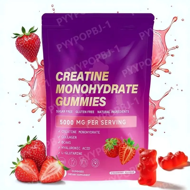60 Count Creatine Monohydrate Gummie with Collagen Biotin Vitamin D3 & Hyaluronic Acid Daily Pre & Post Workout Recovery Support — image 2