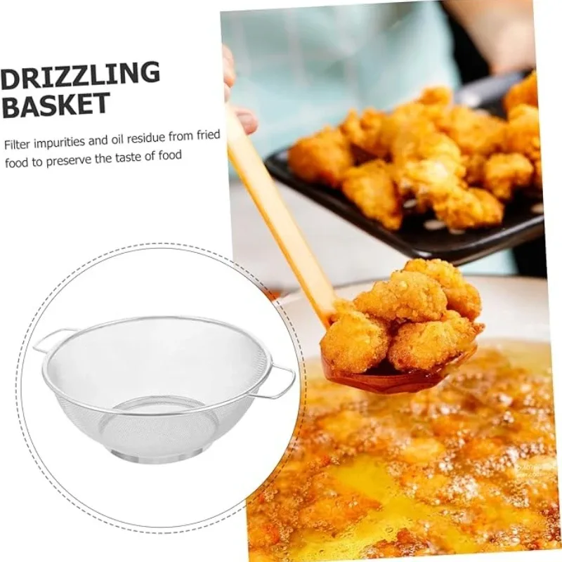 2 uds 21cm + 24cm escurridor de acero inoxidable cesta de cocina con asas cesta de lavado de verduras colador de arroz — image 2
