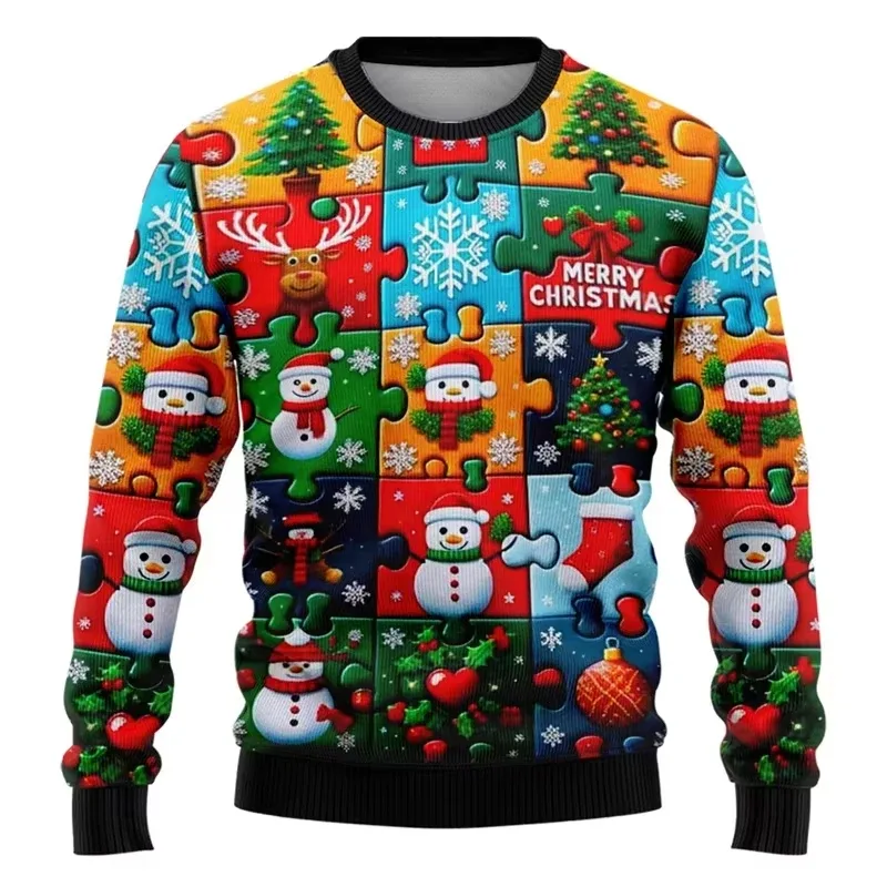 Moda 2026 feio camisola de natal engraçado natal gráfico moletom papai noel cosplay pullovers menino crewneck poliéster agasalho — image 2