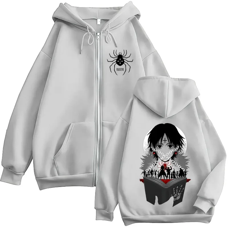Anime Hunter X Hunter Chrollo Lucilfer Graphic Zipper Hoodies Men Women Clothing Oversized Zip Up Hooded Sweatshirts Streetwear — image 7
