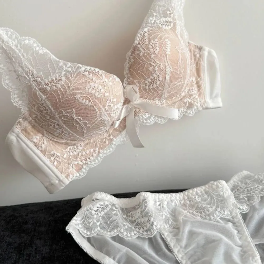 Hot New Wireless Push Up Bra Set Women Small Bust Gather Side Support Anti Sag Sexy Soft Daily Wear Lingerie 32‑38ABC