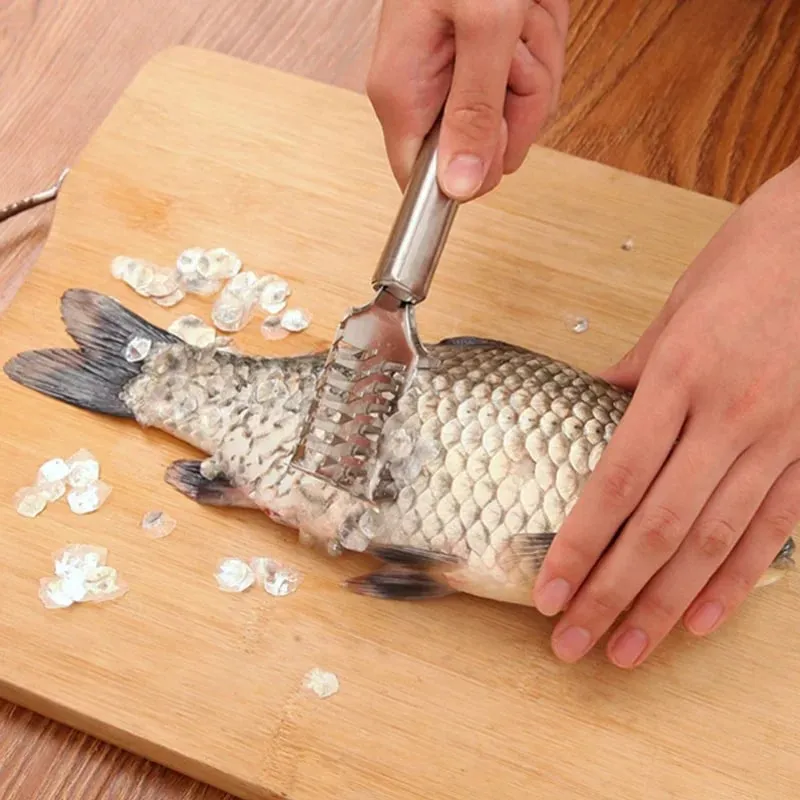 Fish Scale Removal Essential! Stainless Steel Round Tube Fish Scraper Fast No Splatter Effortless Kitchen Fish Tool — image 4