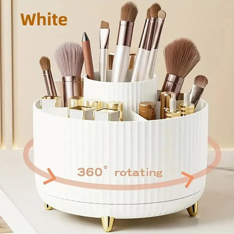 Suporte giratório 360 ° para pincéis de maquiagem, 5 espaços, organizador, mesa multifuncional, armazenamento de cosméticos para banheiro de mesa