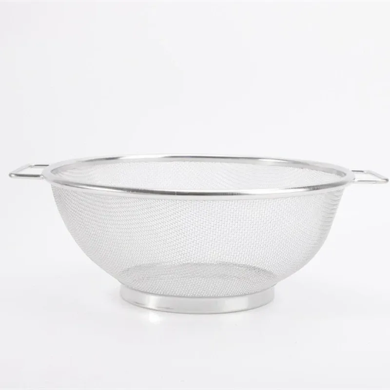 2 uds 21cm + 24cm escurridor de acero inoxidable cesta de cocina con asas cesta de lavado de verduras colador de arroz — image 5