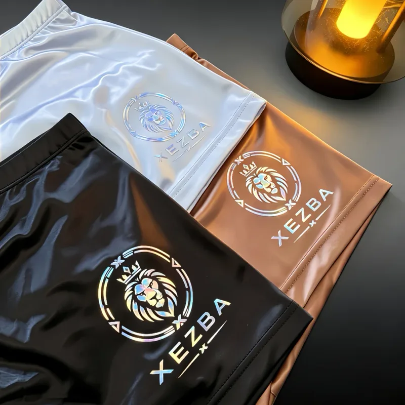 Men Glossy Ice Silk Boxer Shorts Briefs U-shape Pouch Underwear Home Sleep Trunk Men's Glossy Satin Ice Silk Long Leg Boxer — image 2