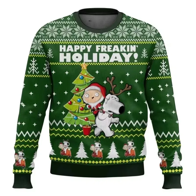Family Guy 3D Print Christmas Ugly Sweater Style Casual Festival Theme Jacket for Men And Women Autumn Winter Outerwear