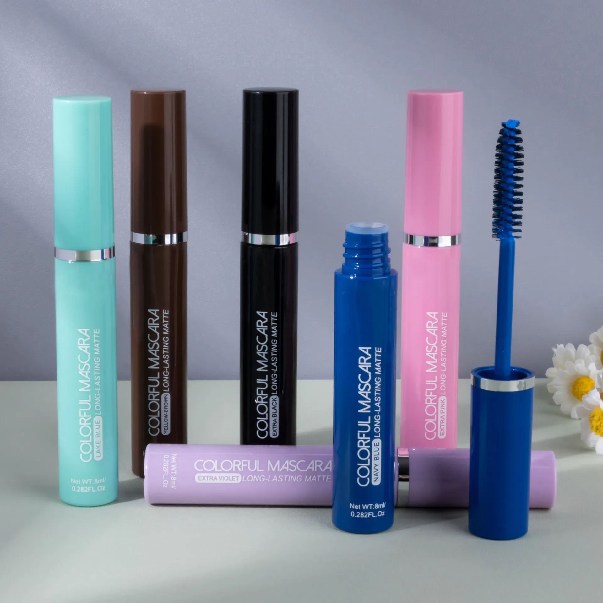 สีมาสคาร่าขนตาสีฟ้าสีชมพูสีเขียวที่มีสีสันมาสคาร่ากันน้ำ Charming Long Lasting Curling มาสคาร่า Eye แต่งหน้าคริสต์มาส — image 6