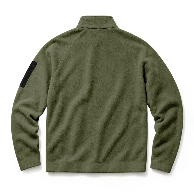 Men Fleece Stand Collar Sweatshirt Diagonal Zipper Arm Pocket Long Sleeve Loose Casual Pullover Autumn Winter Outdoor Tops — image 24