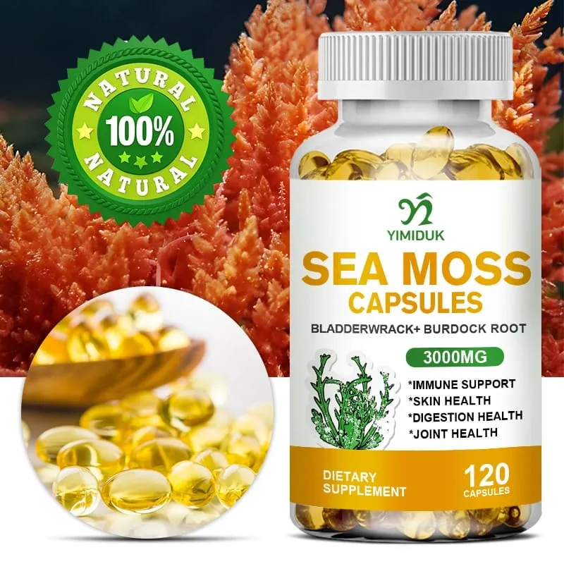 Buy 1 Get 1 Free! Organic Sea Moss Supplement for Thyroid & Skin Health Boosts Immunity Energy & Digestion GMP Certified