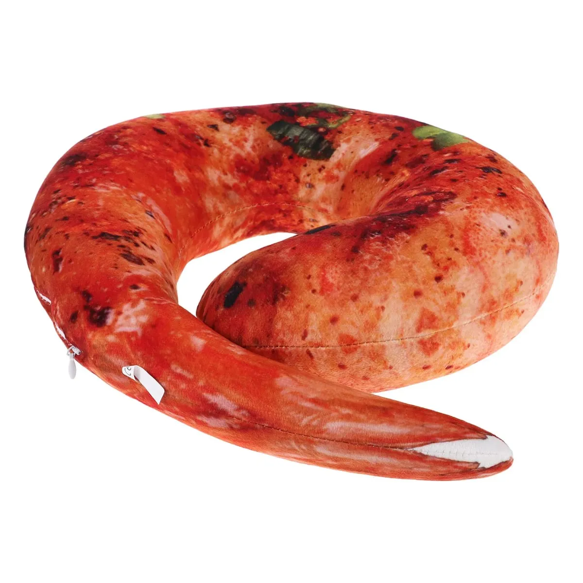 Grilled Shrimp Neck Pillow Realistic Cooked Shrimp Design Soft Hugging Cushion for Travel Home Decor Food Themed Room Novelty