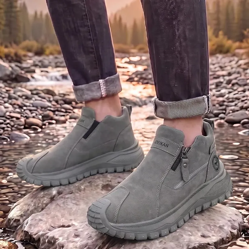 Men Casual Slip‑On Ankle Shoes Side Zipper Design Thick Non‑Slip Sole Fashion Daily Wear Male Sneakers — image 4