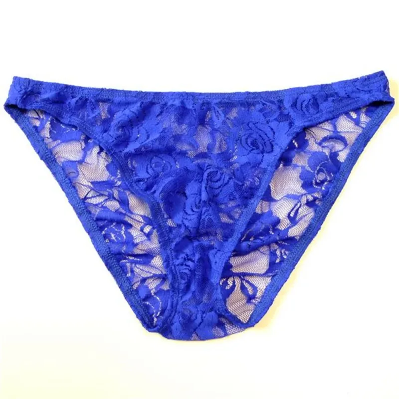 Sexy Men Lace Transparent Briefs Perspective Underwear Hollow Out Rose Mesh Low Rise Male Panties — image 5