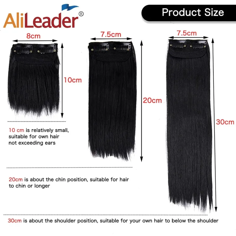 Synthetic 10"20"30Cm Clip In Extension Straight Hair Pad Hairpieces Thinning Hair Invisible Seamless Hair Pads Increase Hair