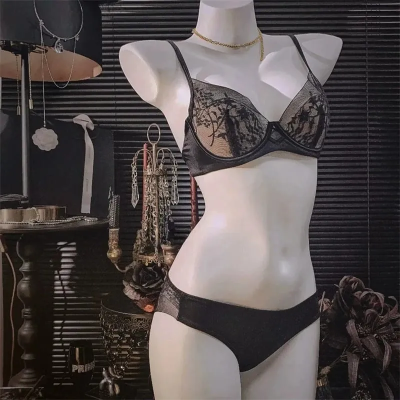Kanten en satijnen lingerieset in Franse stijl Verzamelde verstelbare bandjes BH en dunne vulling Zachte draad ComfortOndergoed voor moslimmeisjes — image 6