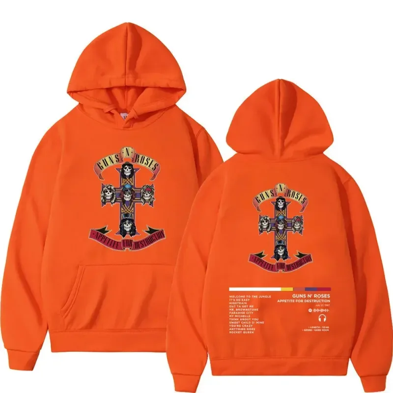 2026 Men's and Women's Guns N Roses Printed Hooded Sweatshirts Guns N Roses Unisex Clothing Printed Rock Hip-hop Gothic Fashion