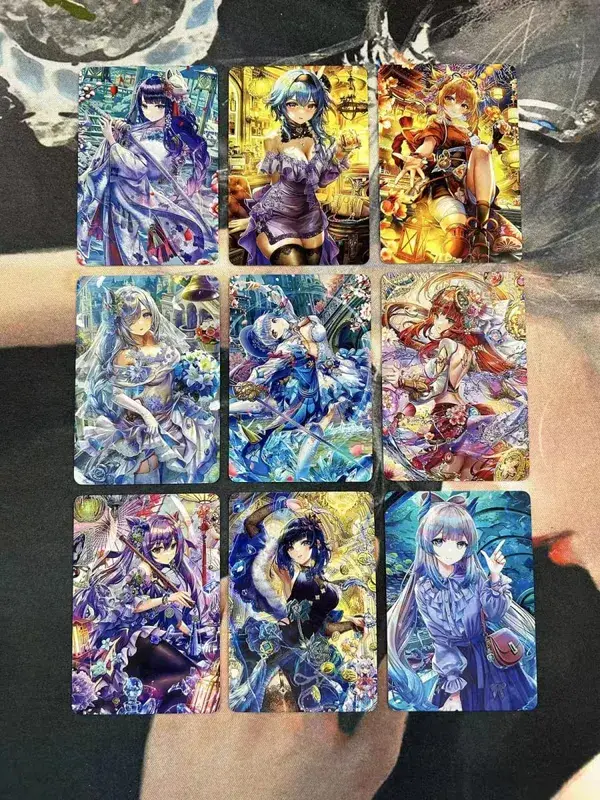 DIY Fanmade Mixed Genshin Honkai Waifu Holographic Laser Flash Collectible Trading Game Cards — image 7
