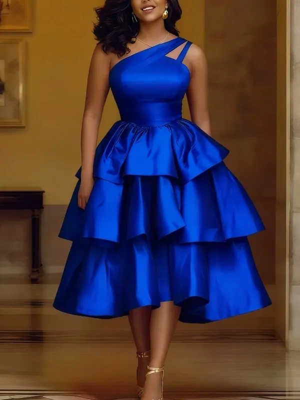 ผู้หญิงElegant Shiny Oneไหล่Ruffle Layered Christmas Party Dressesวันที่Outวันเกิดงานแต่งงานเหตุการณ์โอกาสชุดใหม่ — image 3