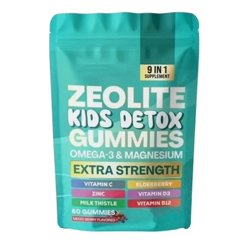 Zeolit ​​Gummies 60 Count obsahuje multivitamin Omega-3 hořčík a bezinky podporují detoxikaci a zdraví imunitního systému