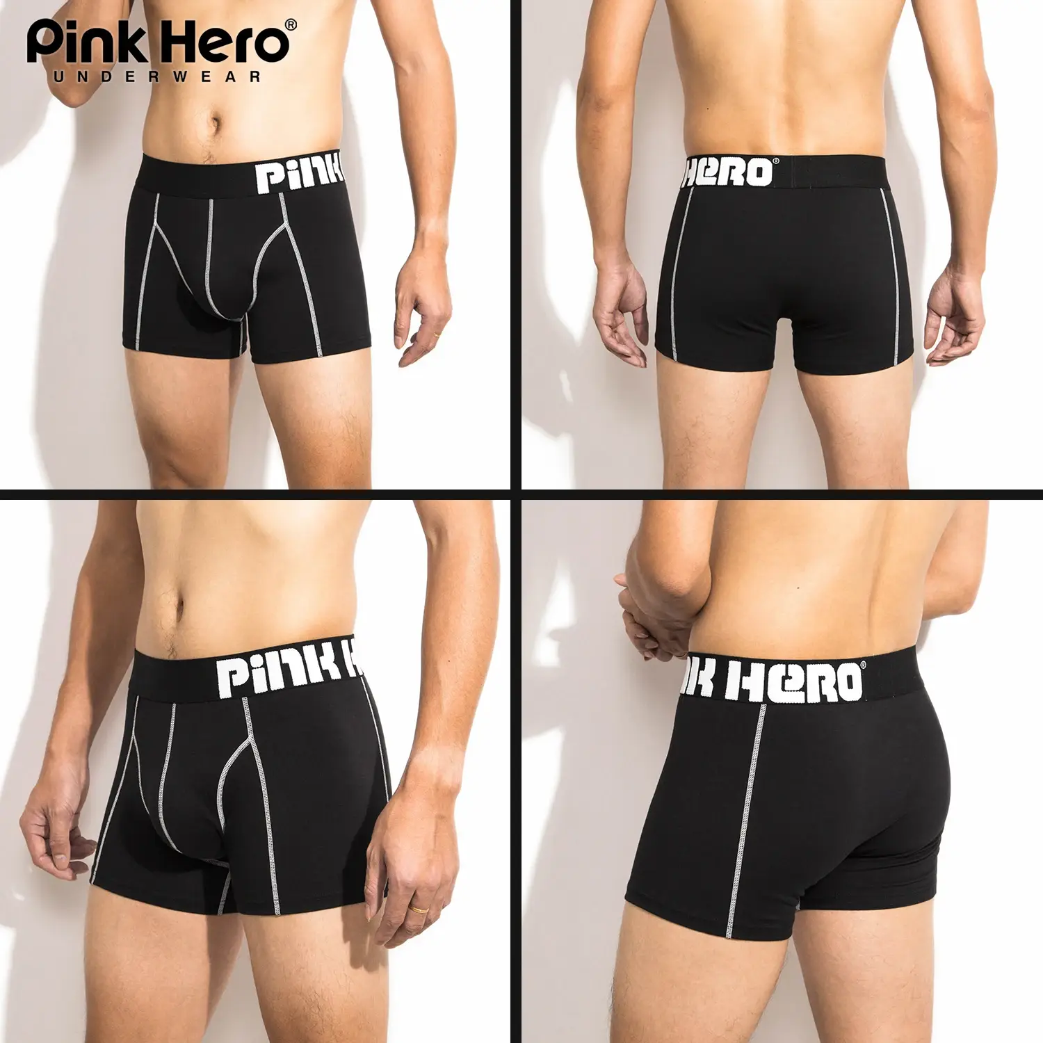 4-PACK Quần lót thời trang PINKHERO dành cho nam giới, Homme thoải mái và mềm mại kiểu dáng thời trang, Quần lót Boxer bằng vải cotton lạ mắt, Quần lót nam — image 1