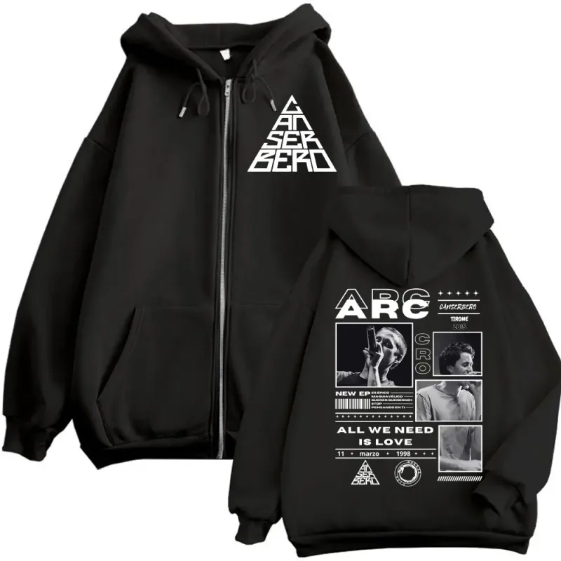 Canserbero Allt vi behöver är kärlek Muerte Vida Merch Zipper Hoodie Herrmode Hip Hop Zip Up Sweatshirts Casual Fleece Pullovers
