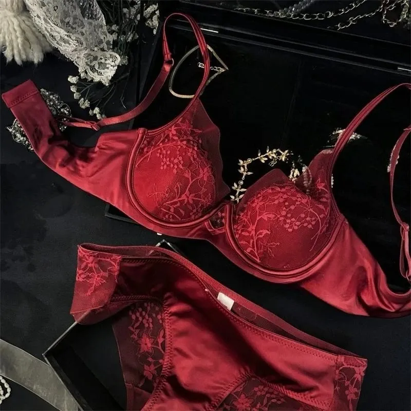 Kanten en satijnen lingerieset in Franse stijl Verzamelde verstelbare bandjes BH en dunne vulling Zachte draad ComfortOndergoed voor moslimmeisjes — image 15