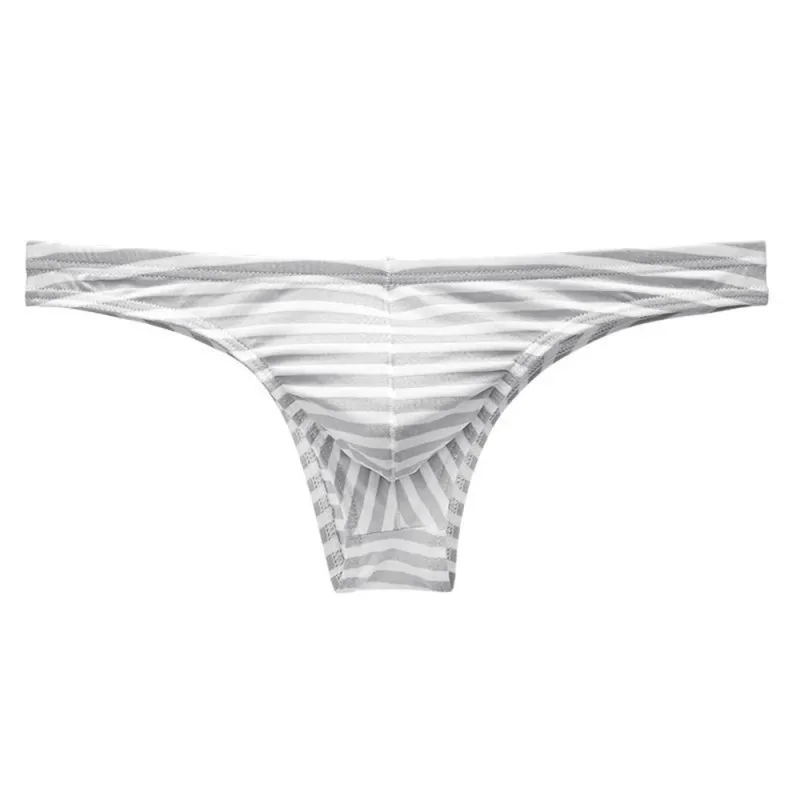 Europe Men's Striped Bikini Briefs Low Waist Sexy U Convex Underwear Male Half Covered Buttocks Tanga Panties Plus Size M-XXXL — image 16