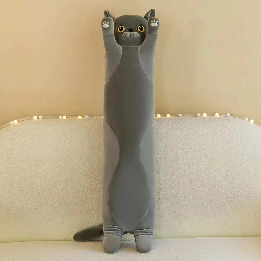 Bonito 50/70cm gato brinquedo de pelúcia longo adorável dormir travesseiro macio criativo pelúcia animal decoração para casa