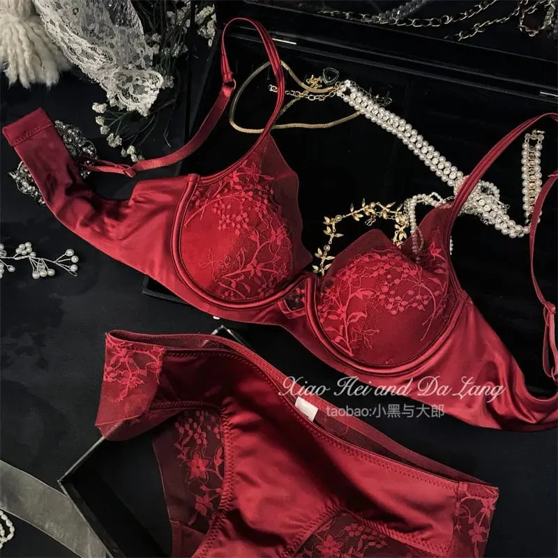 French Satin Lace Ladies Bra Set Push Up Anti Sagging Full Coverage Lingerie Soft Breathable Comfort Underwear Daily Use 32‑38AB — image 9