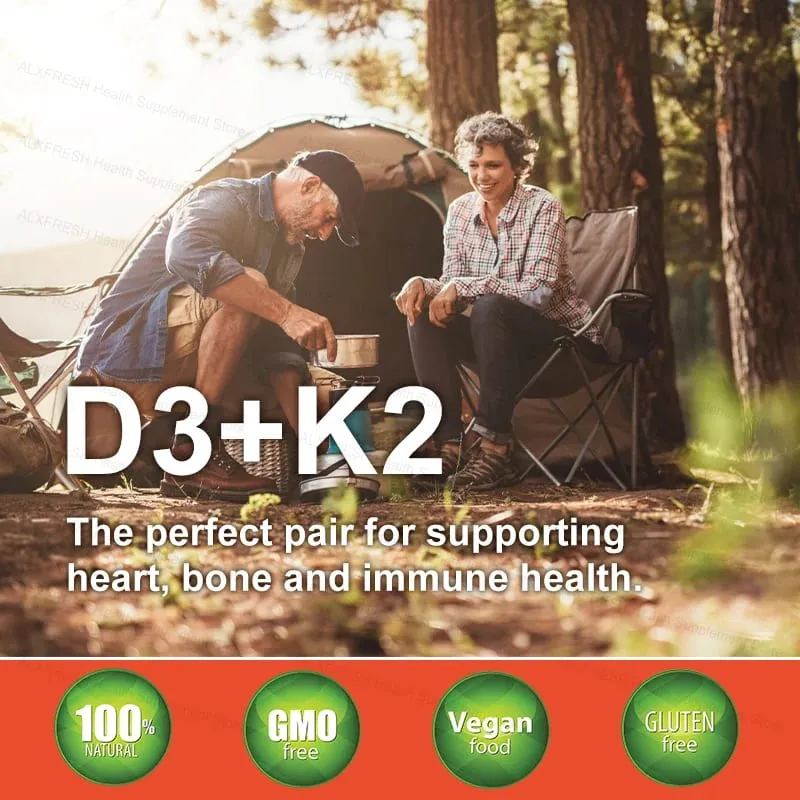 D3K2 Vitaminecapsules 5000 IE 300 mcg voor calciumabsorptie Bottanden Immuunsysteem en hartgezondheid Niet-GMO — image 7