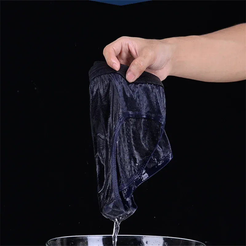 Herren-Unterwäsche aus Eisseide, atmungsaktiv, Bambus-Kohlenstofffaser, antibakteriell, bequem, hohl, Unterwäsche, Hose, kalt — image 15