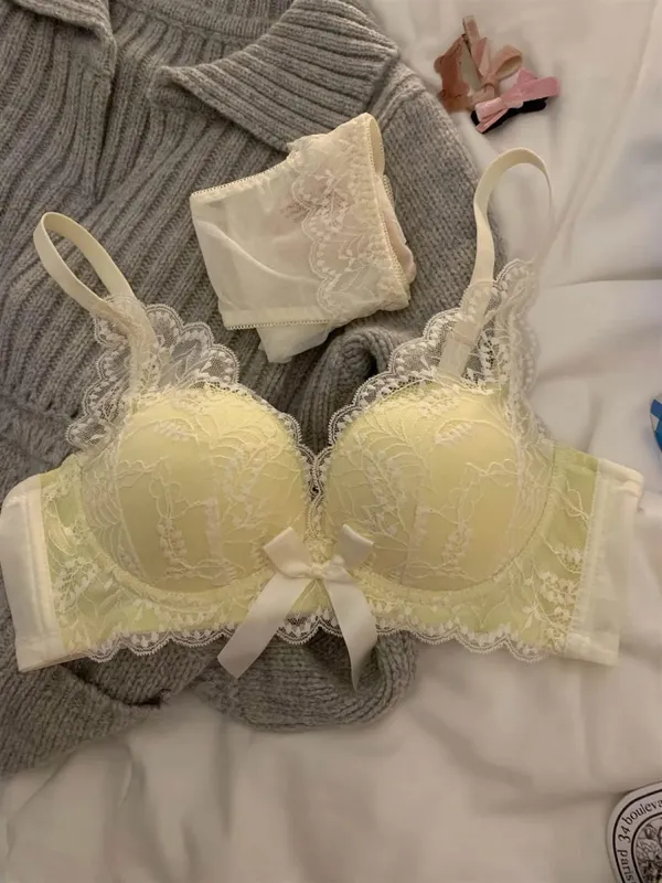 Hettsäljande trådlös spetsbh Dam Liten byst Tjock Vadderad Push Up Lift Anti Sag Sidostöd Sexiga underkläder 32‑38 AB — image 15